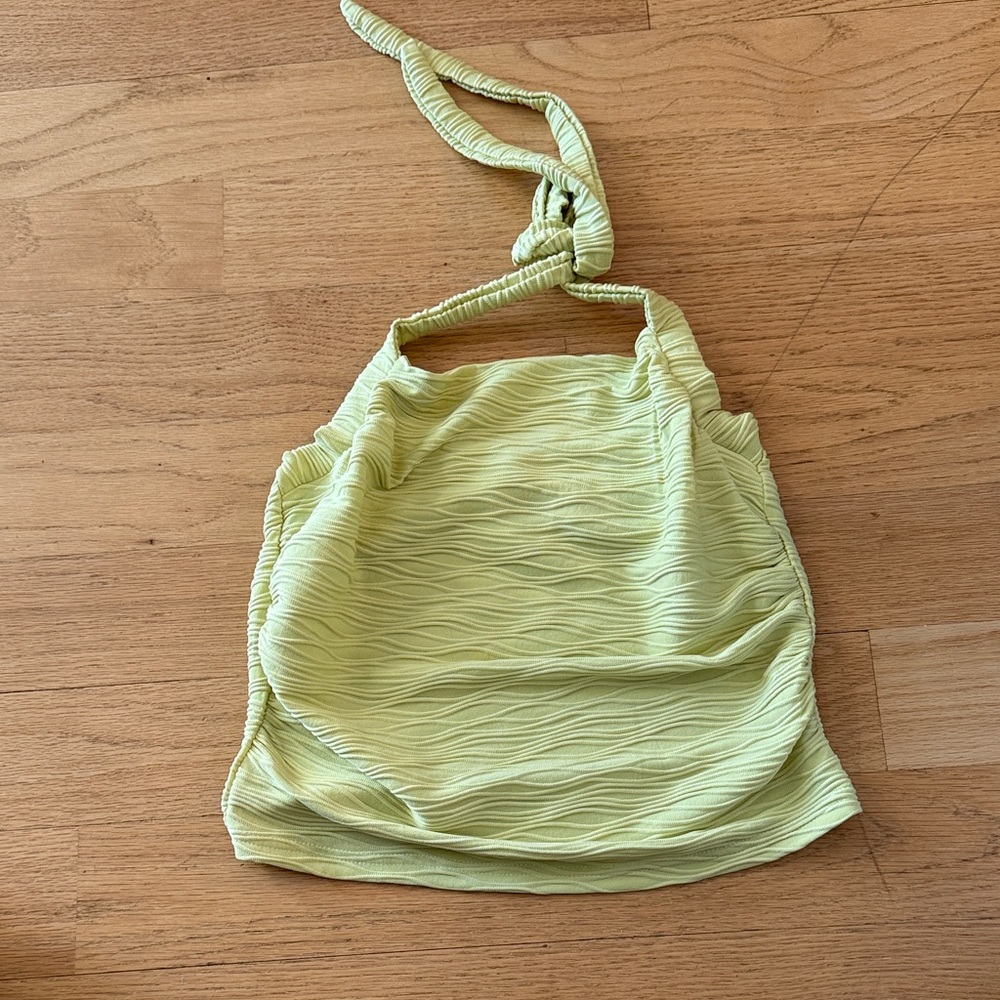 Green Textured Halter Top